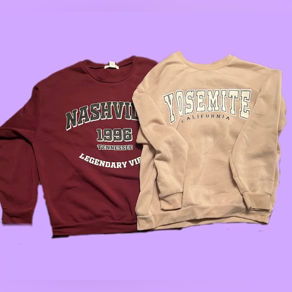 Red and Cream College Crewnecks